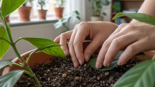 Controllo del terriccio di una pianta da interno
