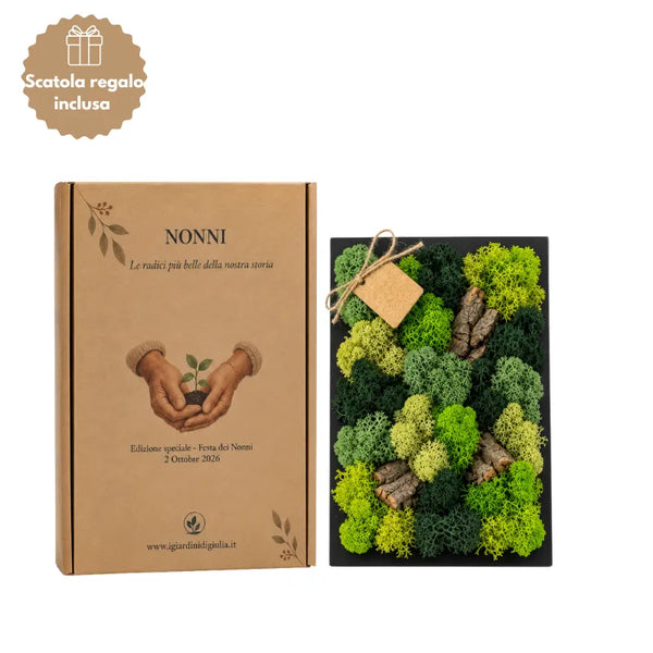 Quadro Mini in Muschio e Licheni Stabilizzati 14,5x24,5 cm edizione festa dei nonni