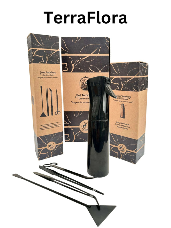 Set completo de mantenimiento y cuidado para terrarios TerraFlora en caja de regalo