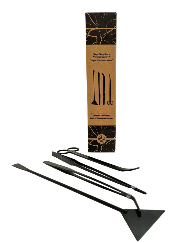 ToolsFlora - Set mit 4 Stahlwerkzeugen zur Pflege und Wartung des Terrariums