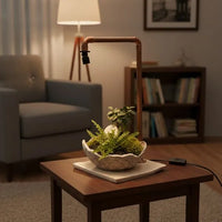 Lampe pour terrarium en cuivre avec base en céramique artisanale