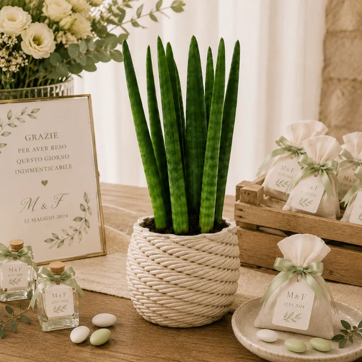 Sansevieria cylindrica im handgefertigten Keramiktopf Carina D.10 cm M