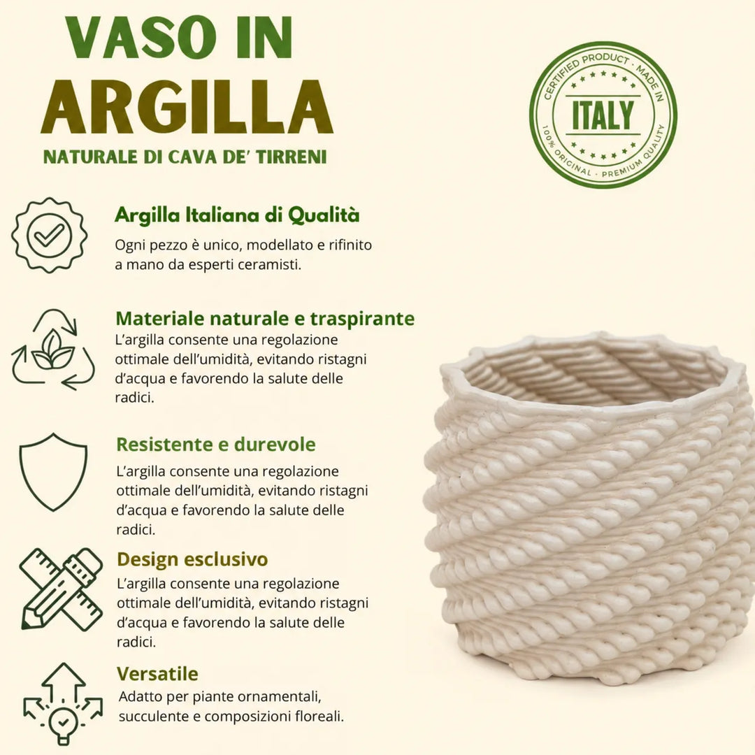 Vaso in argilla Carina da 9 cm con una pianta, esempio di utilizzo
