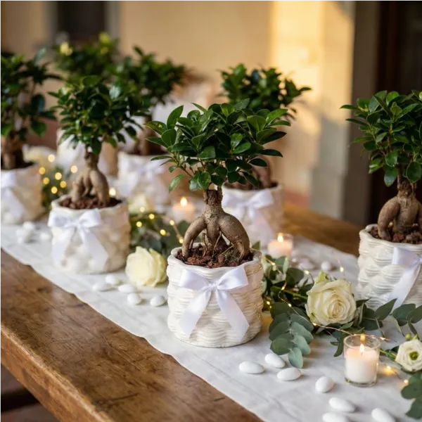 Bonsai Ficus Ginseng vaso ceramica - pianta come bomboniera elegante