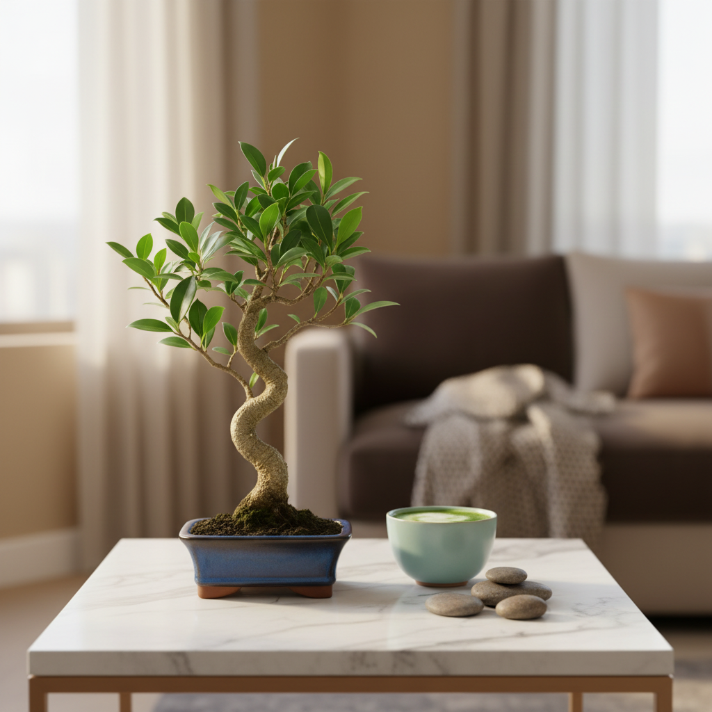 Bonsai Ficus Retusa - dettaglio delle radici aeree e del fogliame denso