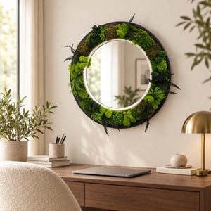 Specchio con muschio stabilizzato Oria come arredo da parete, verde vero che non si annaffia