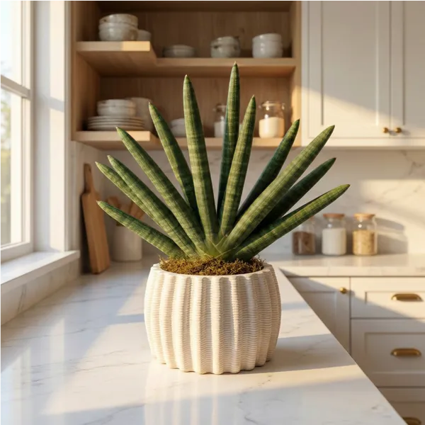 Sansevieria Cylindrica Swasdii in vaso Dioniso su piano cucina moderno
